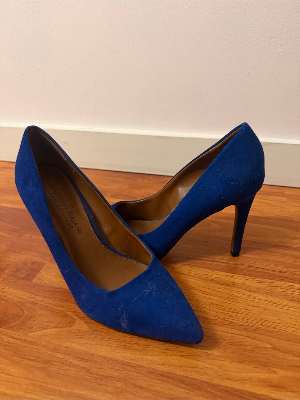 Christian Siriano Cobalt Suede Pointed-Toe Stiletto Pumps